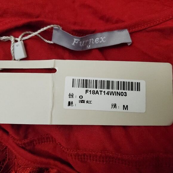 𝅺Furnex Cap Sleeve Top Lace Red M NWT - Picture 6 of 7